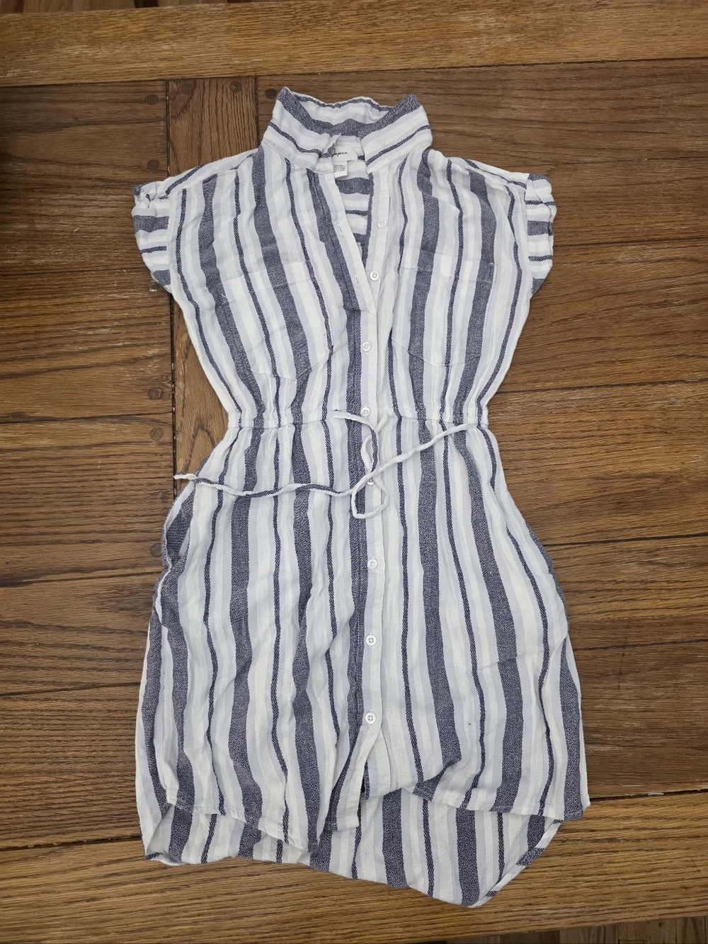 Japna Striped Mini Dress in Blue & White Size XS With Pockets